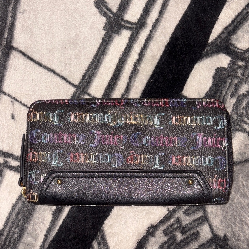 Juicy Couture Black Wallet with Multicolor Logo